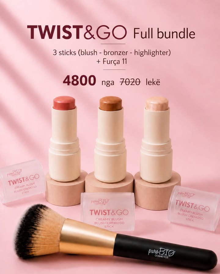 Twist&Go FULL Bundle - 3 Face Sticks (Blush, Bronzer, Highlighter) + Furça Nr.11